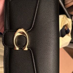 Black Leather Wallet with Gold Accent